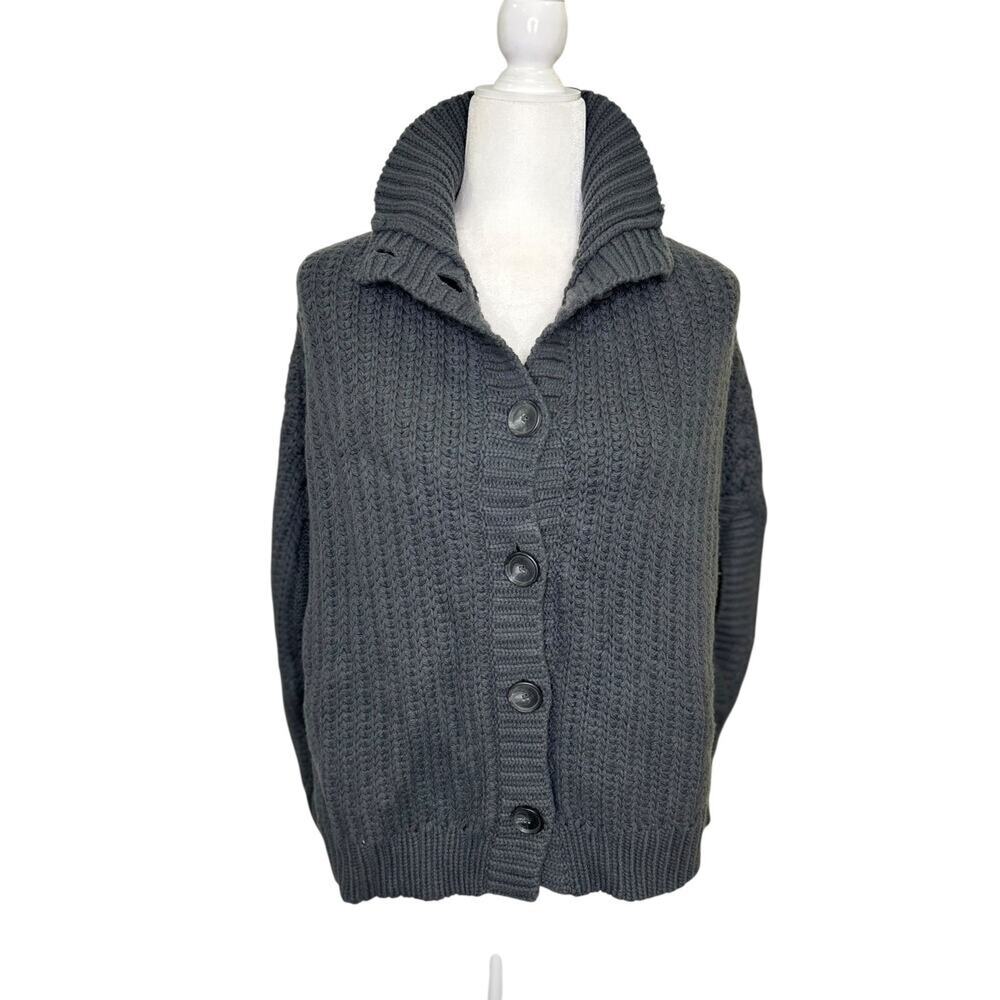 Theory Charcoal Gray High Neck Sweater Shrug Poncho Wool Cashmere One Size